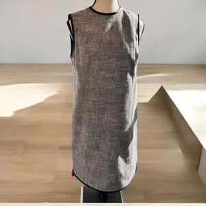 Theory Sleeveless‎ Hi Crew Neck Dress Size 8 Black Tweed Canvas Mini $395 Retail